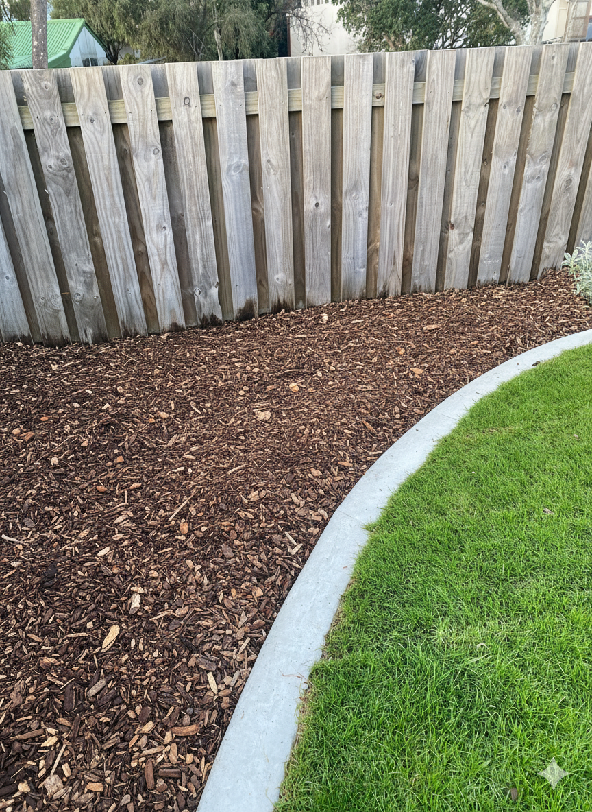 landscape Before: overgrown and sloped backyard