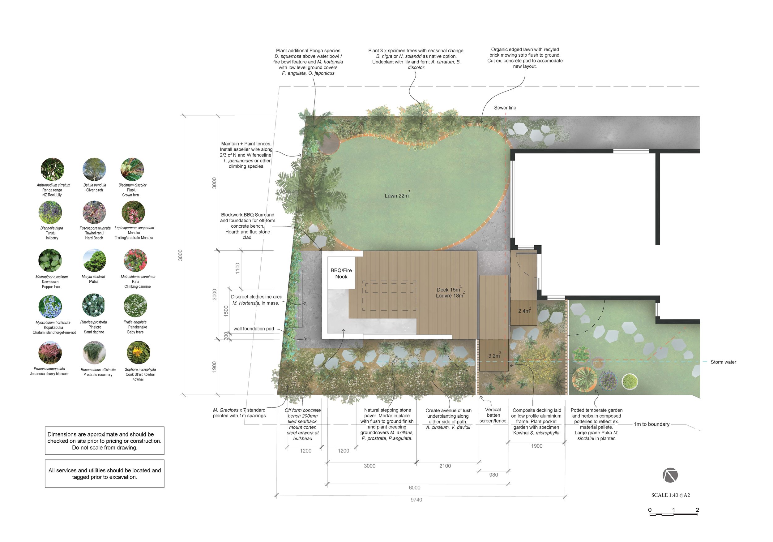 A hand-drawn sketch of a garden concept.