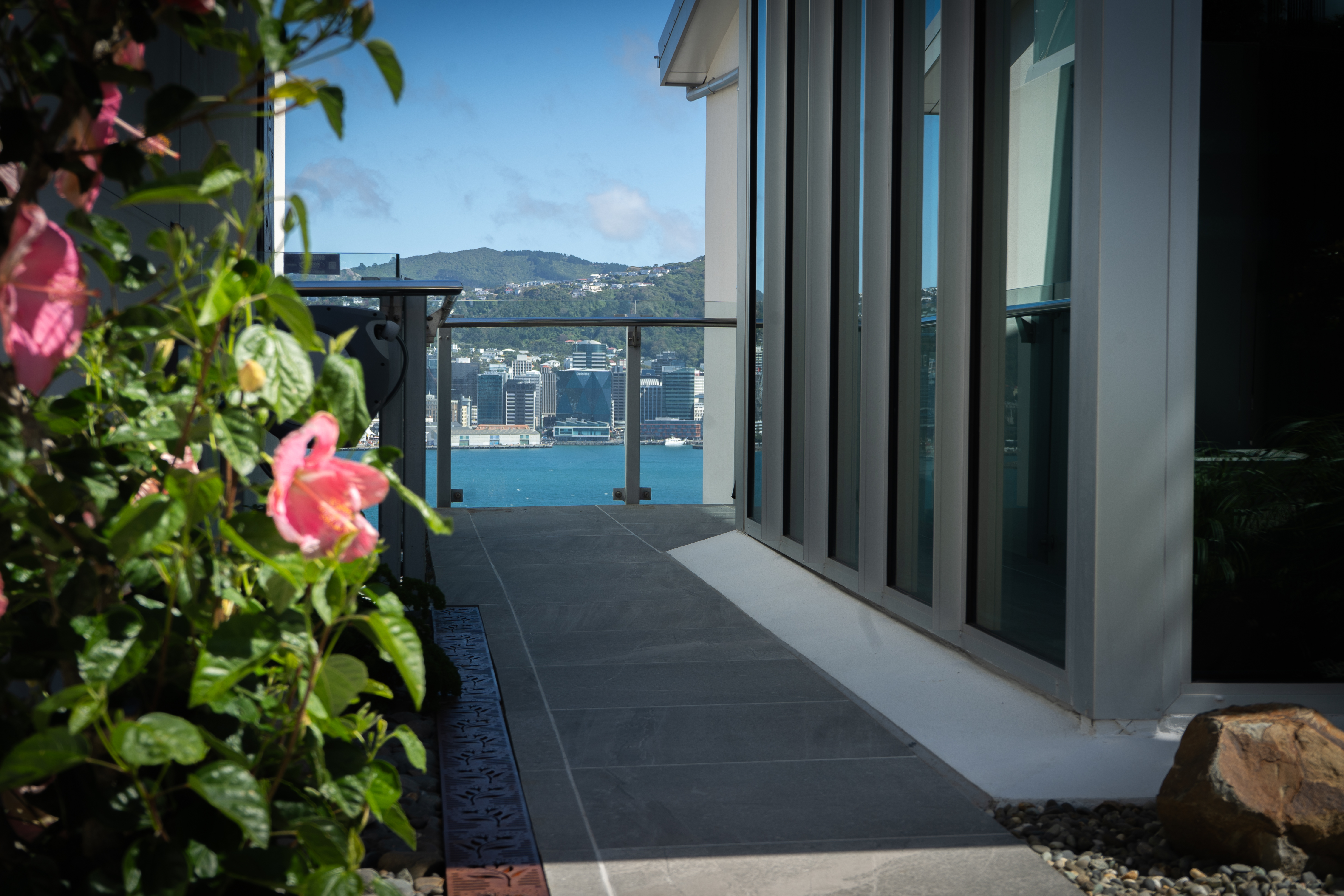 Beautifully landscaped garden with stone pathway