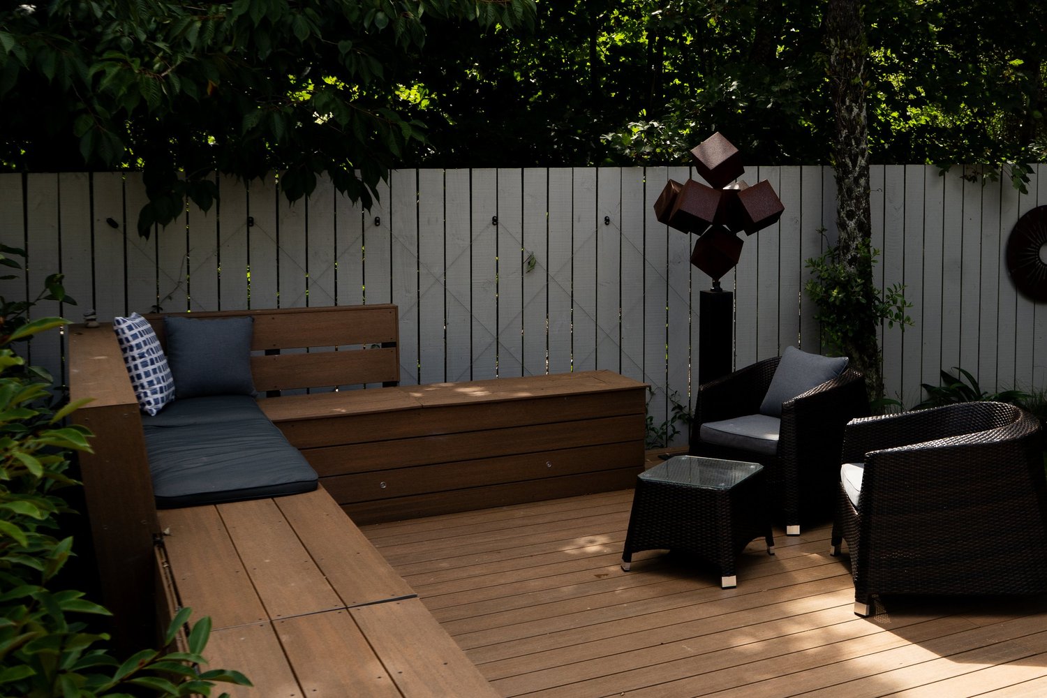 The poured-concrete barbecue plinth ready for use.